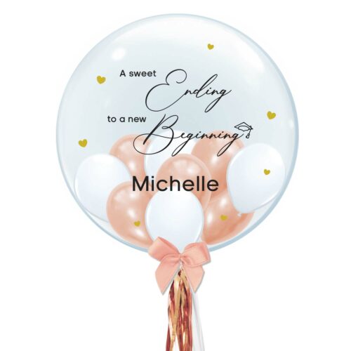 24 inch Personalized Bubble Balloon - A sweet Ending to a new Beginning Design