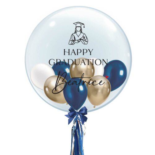 24 inch Personalized Bubble Balloon - Female Graduate Lineart Design
