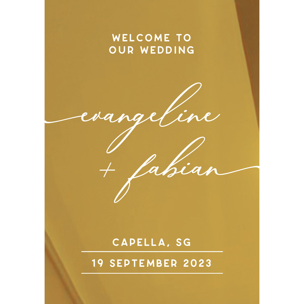 mirror gold welcome to our wedding calligraphy rectangle signage