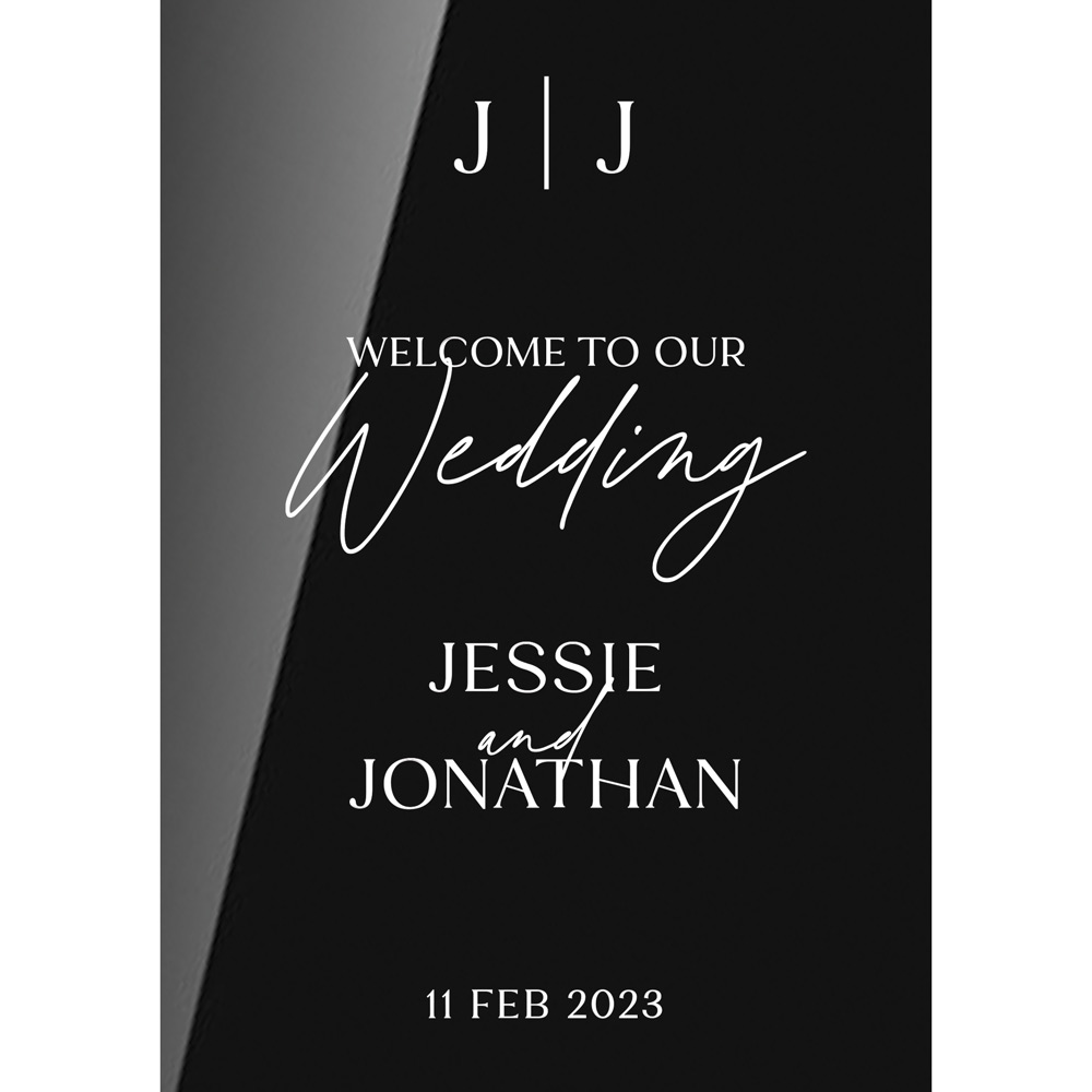 2d/3d welcome to our wedding couple monogram - black acrylics
