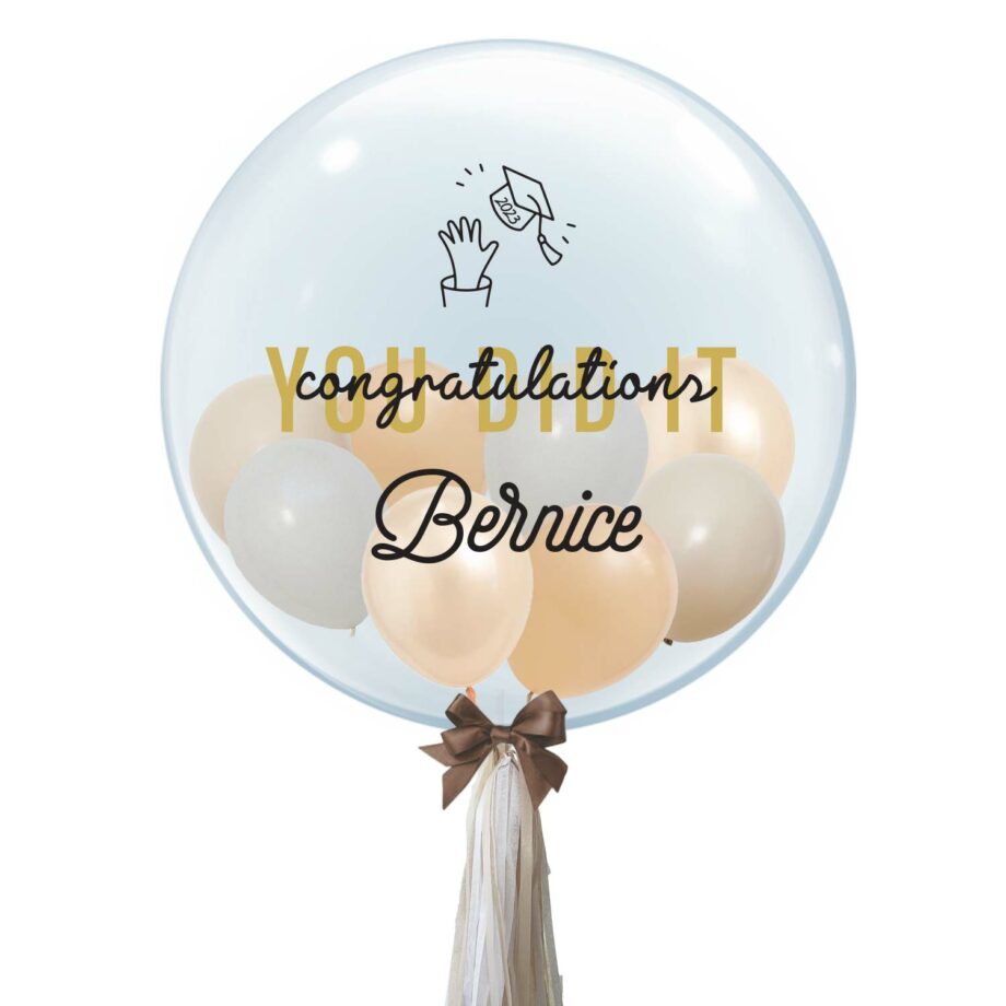 24 inch Personalized Bubble Balloon - Congratulations YOU DID IT Design