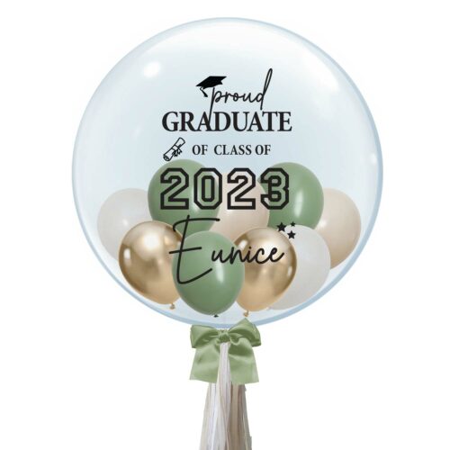 24 inch Personalized Bubble Balloon - proud GRADUATE of CLASS OF Design