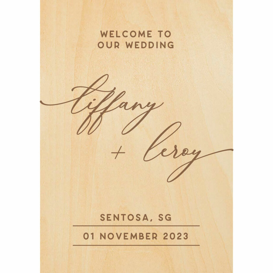 ply wood welcome to our wedding calligraphy rectangle signage