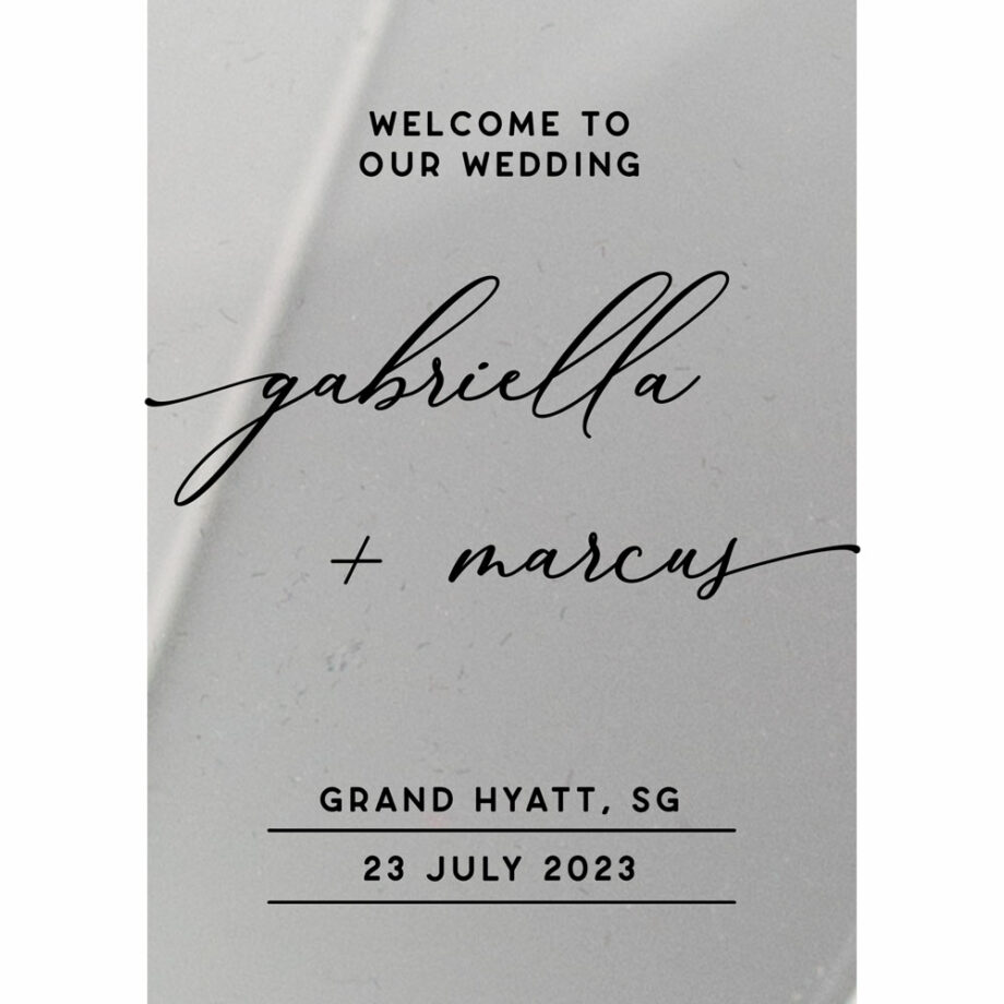 clear acrylics welcome to our wedding calligraphy rectangle signage