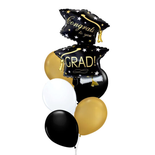 congrats grad 2pc hat shape bouquet balloon