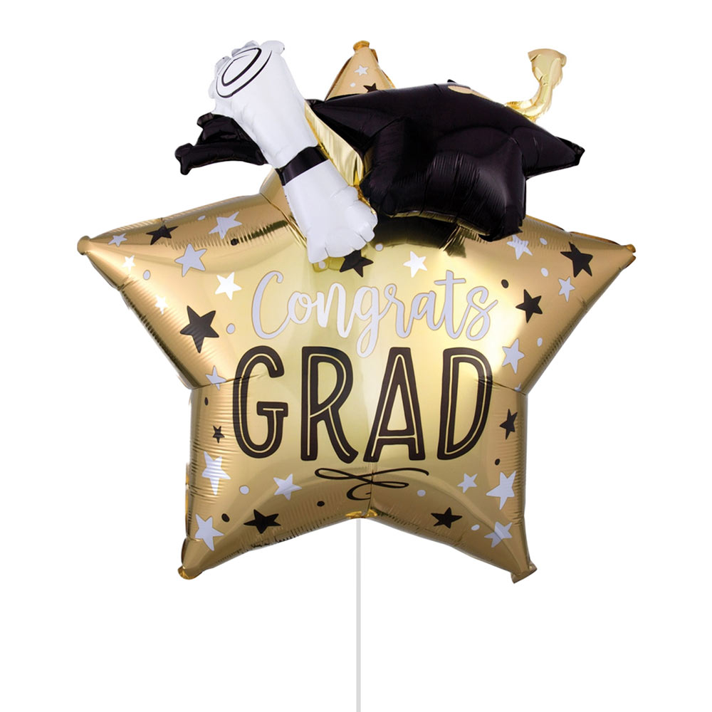 congrats grad star cap graduate foil balloon