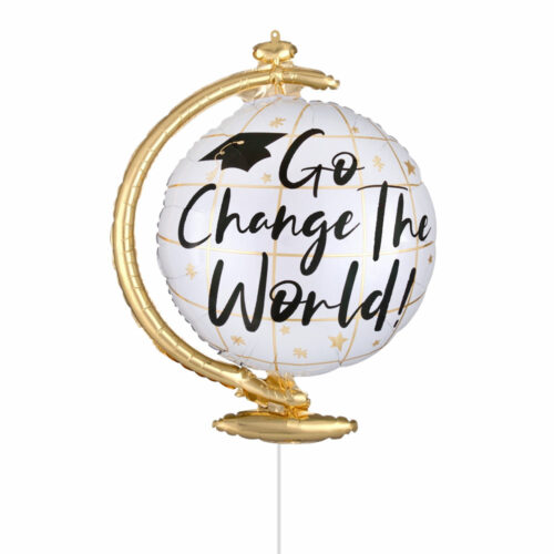 go the change the world globe graduate foil balloon