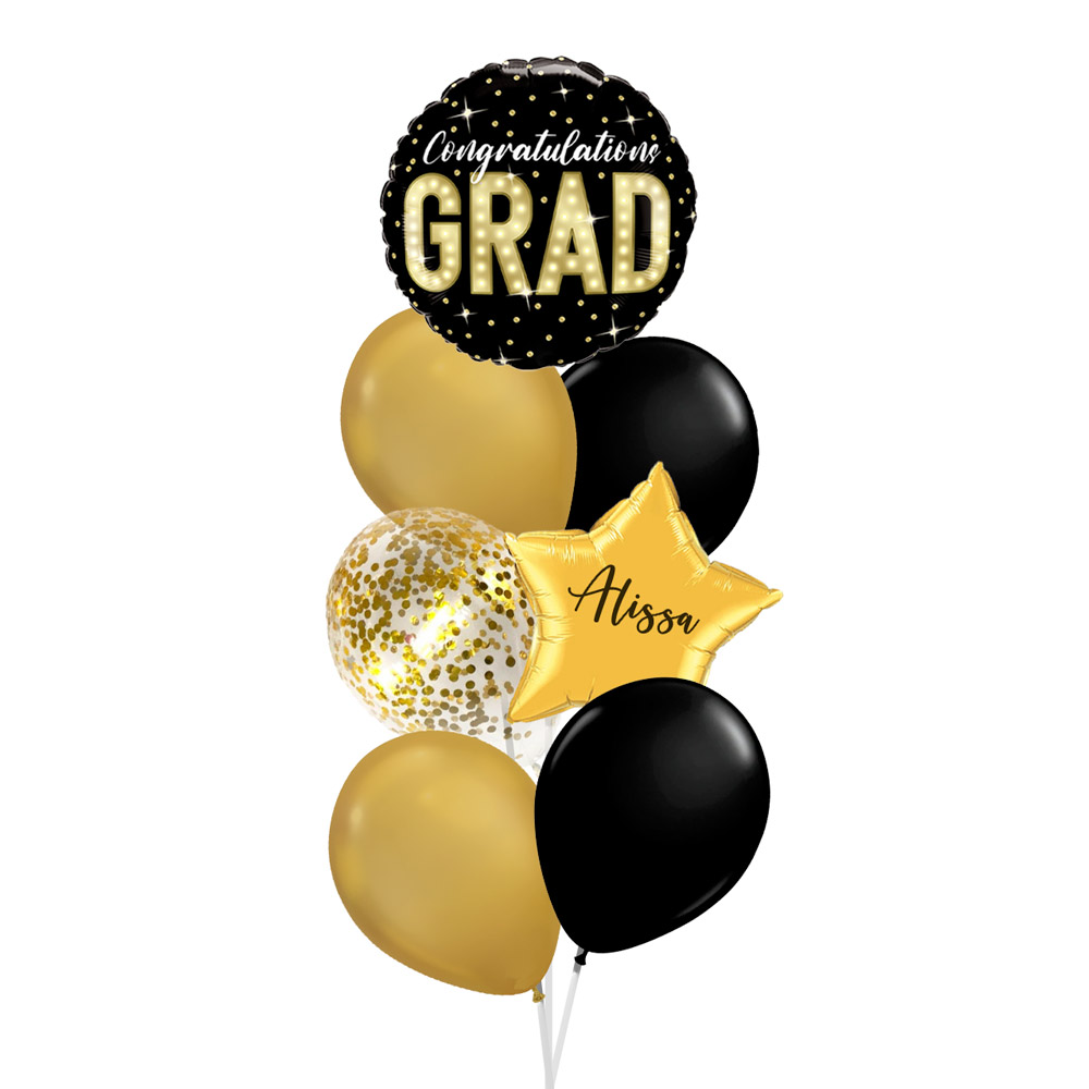 grad marquee lights with customisation bouquet balloon