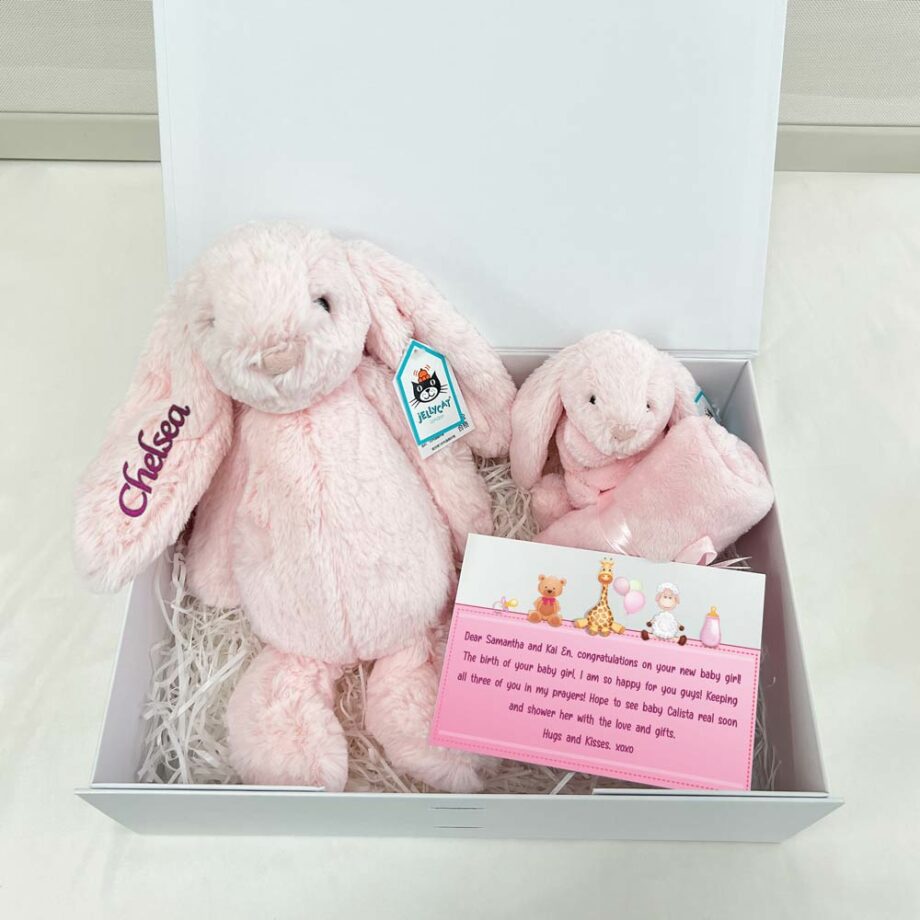 newborn giftbox - welcome baby bundle for girl w name