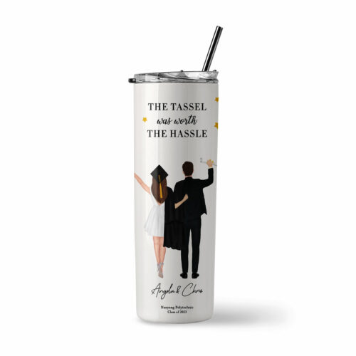 [Custom Name] Graduation Collection Insulated Stainless Steel Tumbler - Couple Graduate Design