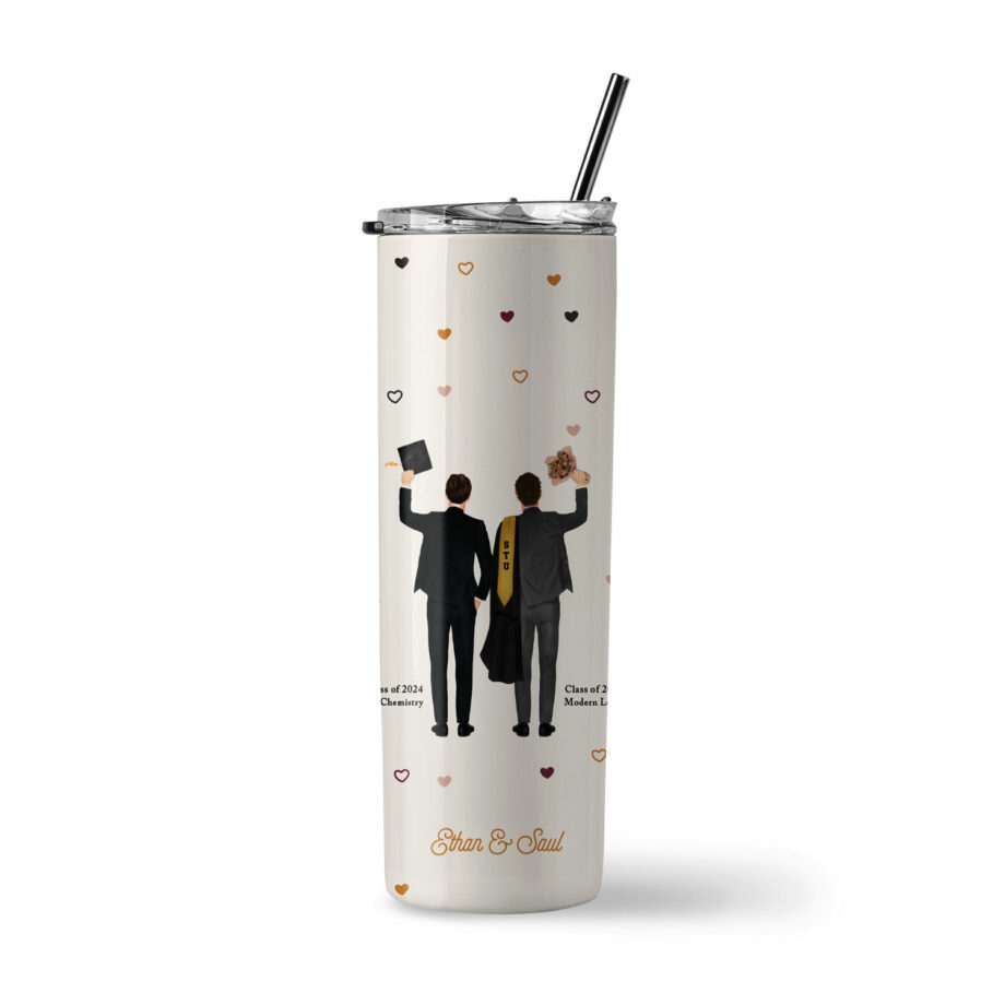 [Custom Name] Graduation Collection Insulated Stainless Steel Tumbler - With My Bestie Male Graduate Design