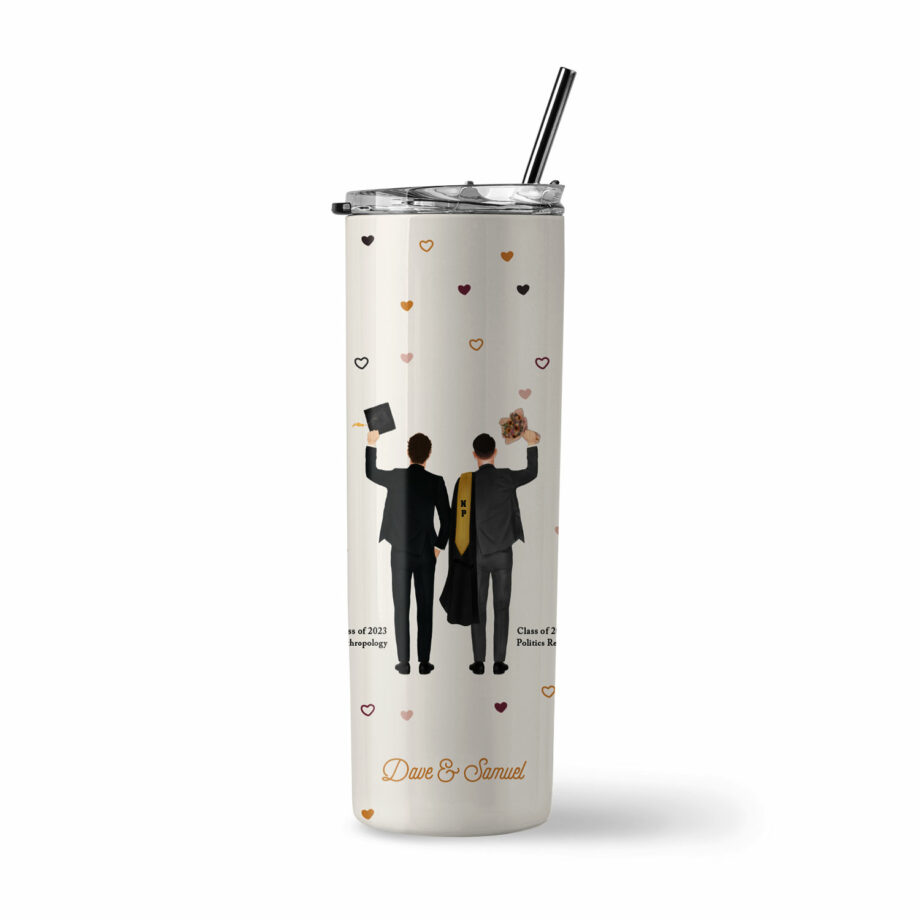 [Custom Name] Graduation Collection Insulated Stainless Steel Tumbler - With My Bestie Male Graduate Design