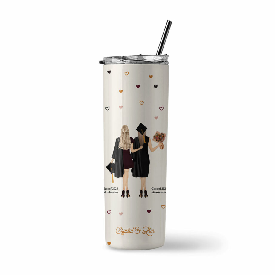 [Custom Name] Graduation Collection Insulated Stainless Steel Tumbler – With My BFF Female Graduate Design