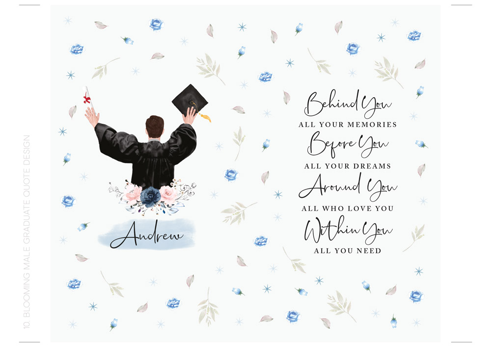 [Custom Name] Graduation Collection Insulated Stainless Steel Tumbler - Blooming Male Graduate Quote Design