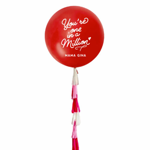 36 inch mother's day giant custom helium balloon in red full round with tassels