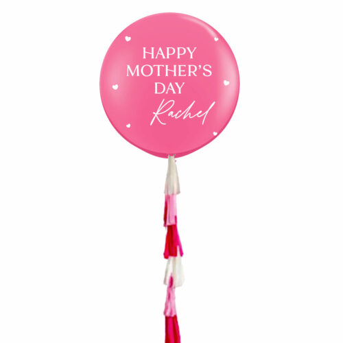 36 inch mother's day giant custom helium balloon in rose pink full round with tassels