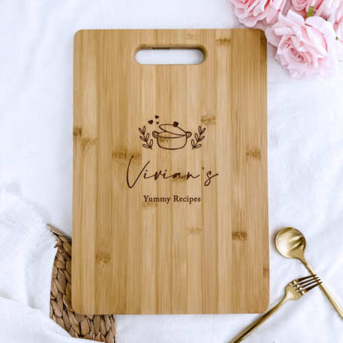 Engraved Wooden Chopping Board - Cooking Pot