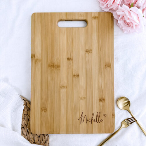 Customised Name Chopping Board - Simple Heart Design