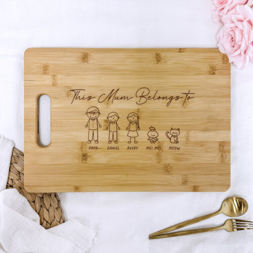 Stick Figure Family Custom Name Mother Chopping Board