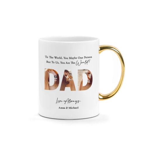 '[Custom Text] Father’s Day Printed Mug - DAD You Are The World (3 Frames) Photo Mug Design