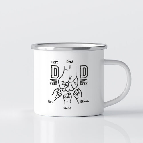 [Custom Title Custom Name] Father's Day Printed Mug - Best Dad Ever Ever Fist Bump Design