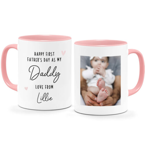 [Custom Subtext Custom Title Custom Name] Father’s Day Printed Photo Mug – Father's Day Message With Love From Photo Mug Design