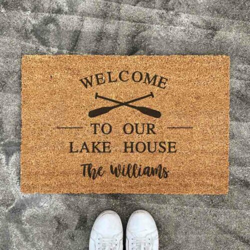 [Custom Family Name] Door Mat - Welcome To Our Lake House Design