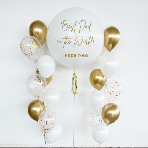 Father's Day Custom Jumbo 36 inch Balloon White Gold theme