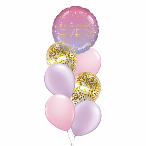 'Best Mum Ever Purple Pink Ombre 18" Round Foil Balloon Bouquet