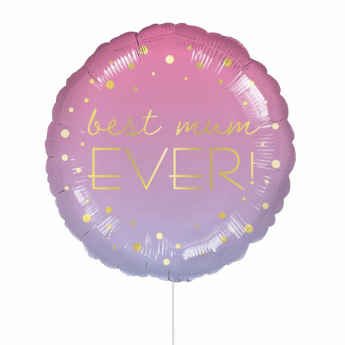 'Best Mum Ever Purple Pink Ombre 18" Round Foil Balloon