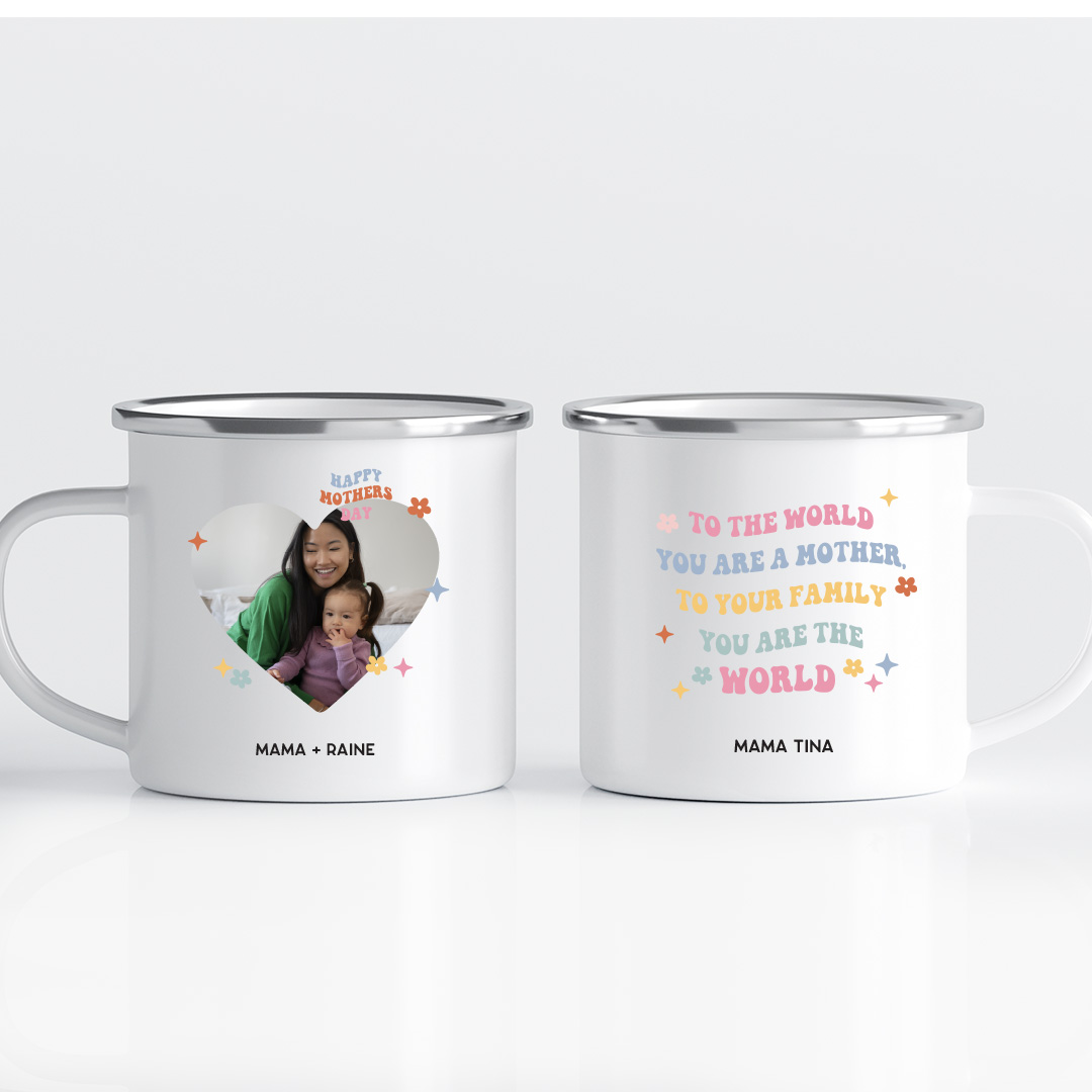 Mother's Day Printed Photo Mug - Groovy Heart Frame Quote Design