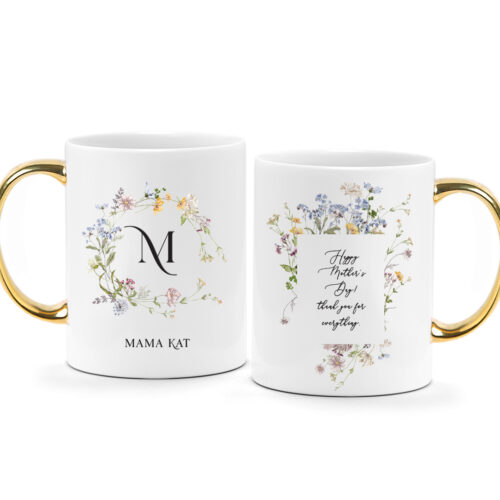 Mother's Day Printed Photo Mug - Wildflowers Monogram and Quote Design