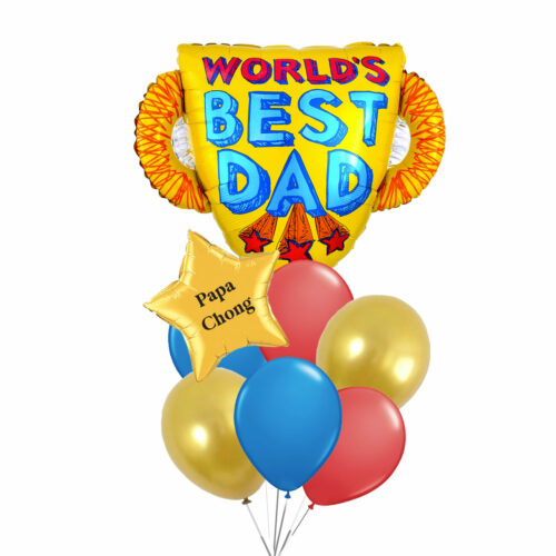 World's Best Dad Trophy Anagarm Foil Balloons Bouquet