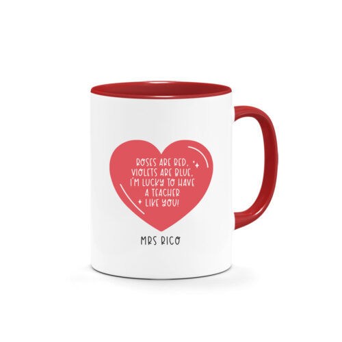 [CUSTOM NAME] Printed Mug - Lucky to have a Teacher like you Heart Design