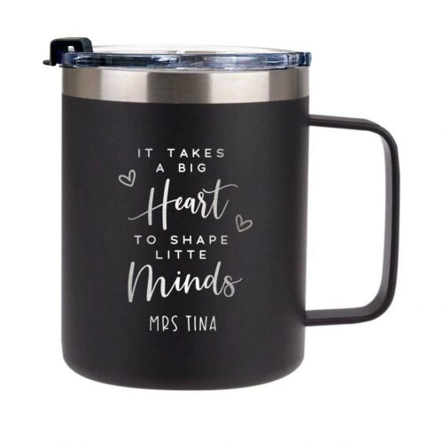 [It Takes a Big Heart to Shape Little Minds] Teacher's Day Stainless Steel Mug - Black