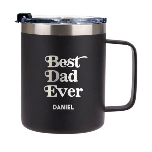 [Best Dad Ever Typography] Stainless Steel Mug - Black