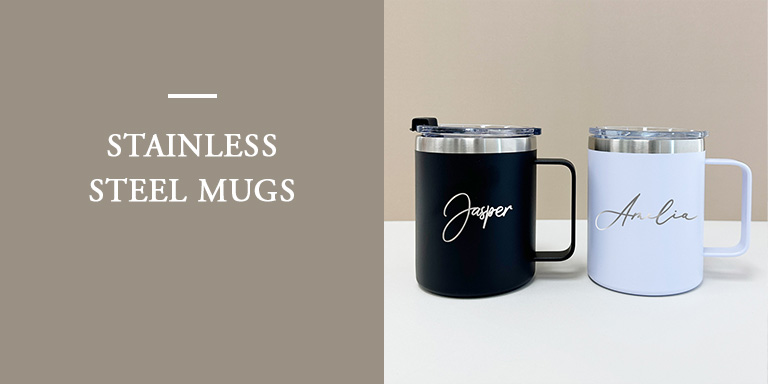 Stainless steel mugs right