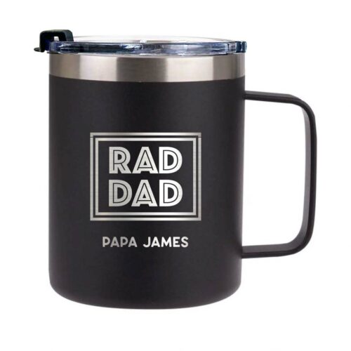 [RAD DAD Custom Name] Father's Day Stainless Steel Mug - Black
