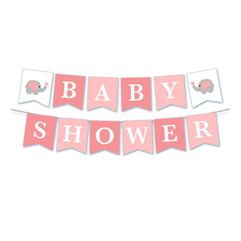 BABY SHOWER Little Elephant Banner Pink