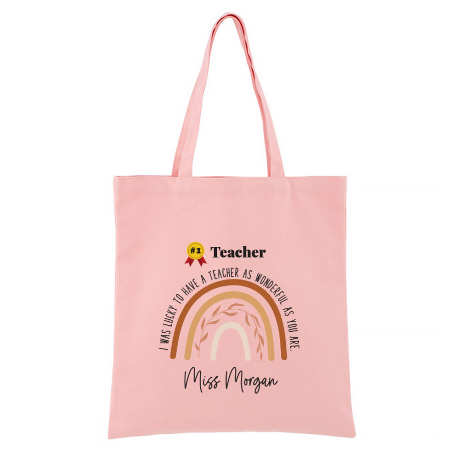 Boho Rainbow #No.1 Teacher Design Tote Bag