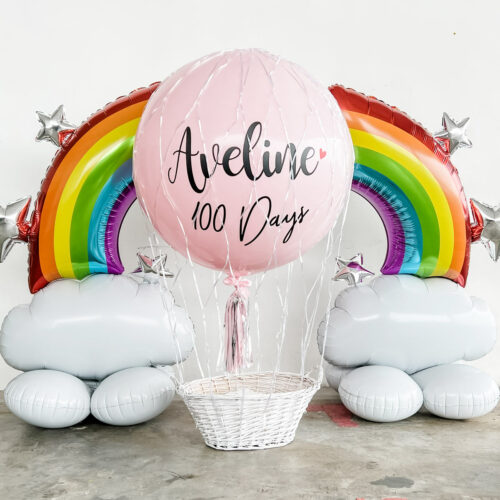 Pastel Pink Hot Air Balloons with Basket