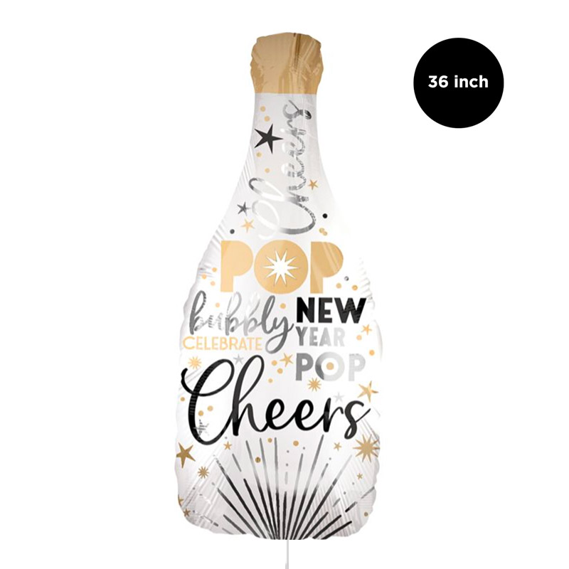 New Year Champagne Bottle Foil Balloon - 36 inches
