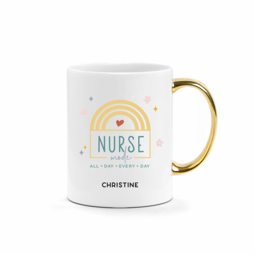[Custom Name] Nurse Day Printed Mug – Nurse Mode Rainbow Design