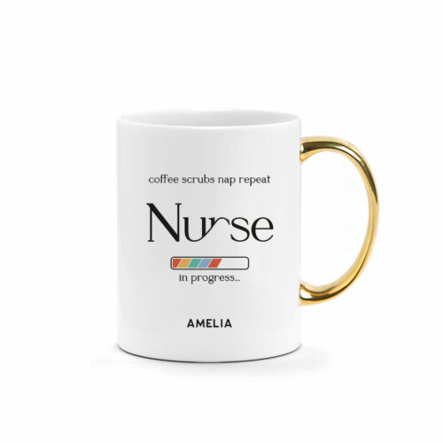 [Custom Subtext Custom Name] Nurse Day Printed Mug – Nurse in progress Design