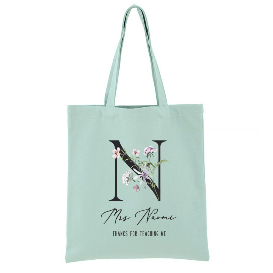 `[Custom Monogram Custom Name] Personalised Tote Bag - Wild Flowers Monogram Design