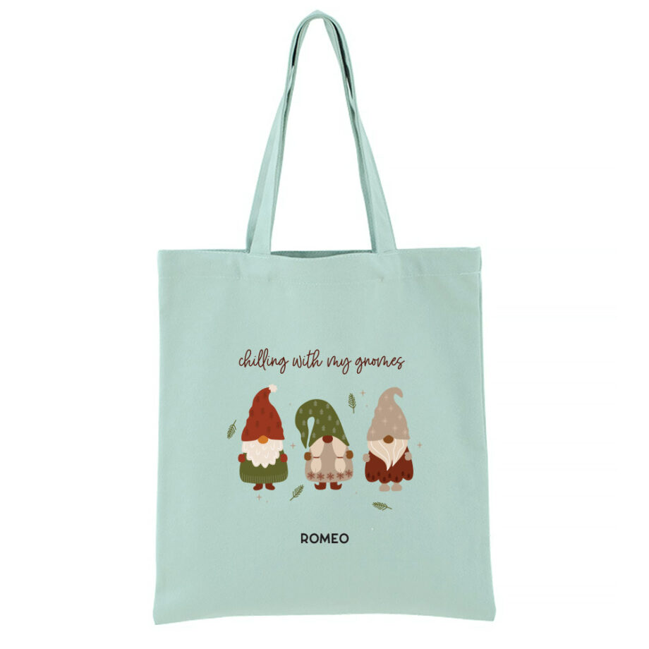 [Custom Subtext & Name] Christmas Collection Personalised Tote Bag - 3 Little Gnomes