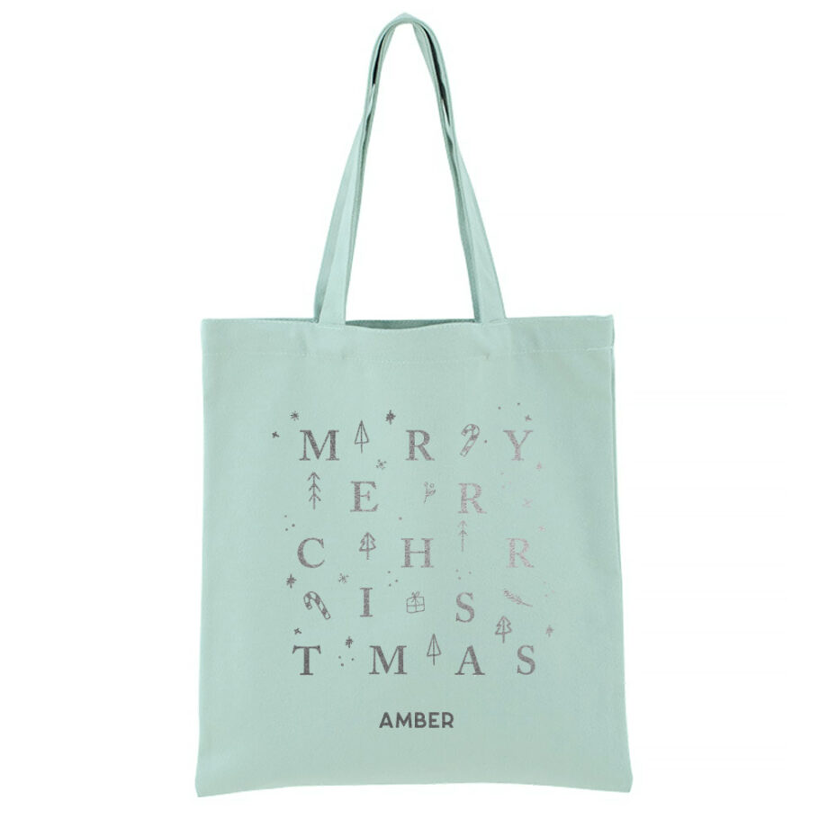 [Custom Name] Christmas Collection Personalised Tote Bag - Merry Christmas Typography