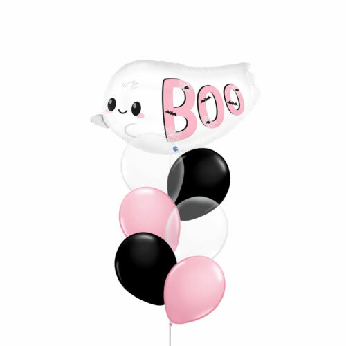 Chubby Boo Ghost & helium inflated latex balloons set