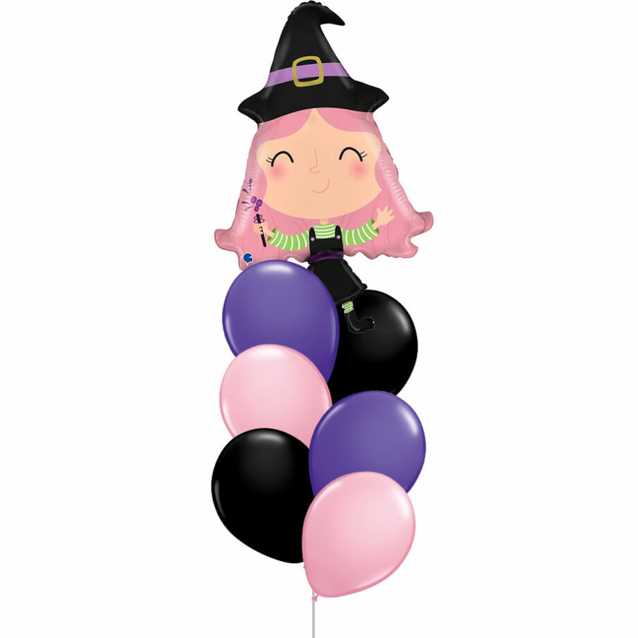 Loveable Witch & 6pcs latex balloons heilum balloons bouquet