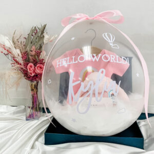 [Personalised Name: Plain] Gift Balloon 18 inch clear – Design 2 Hotair Balloon
